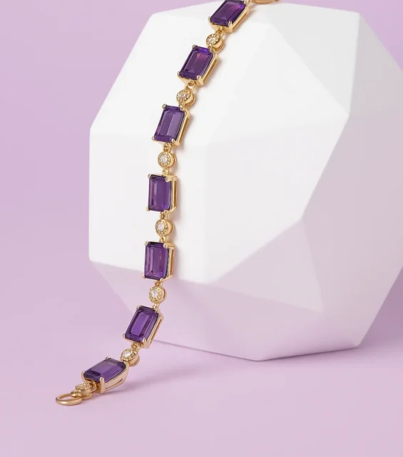 Radiant Elegance Amethyst and Diamond Accent Bracelet