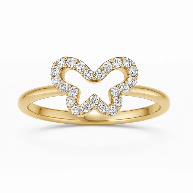 Flutter Diamond Butterfly Ring in Gold