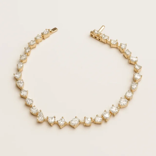 Golden Glow Multi-Shaped Diamond Tennis Bracelet