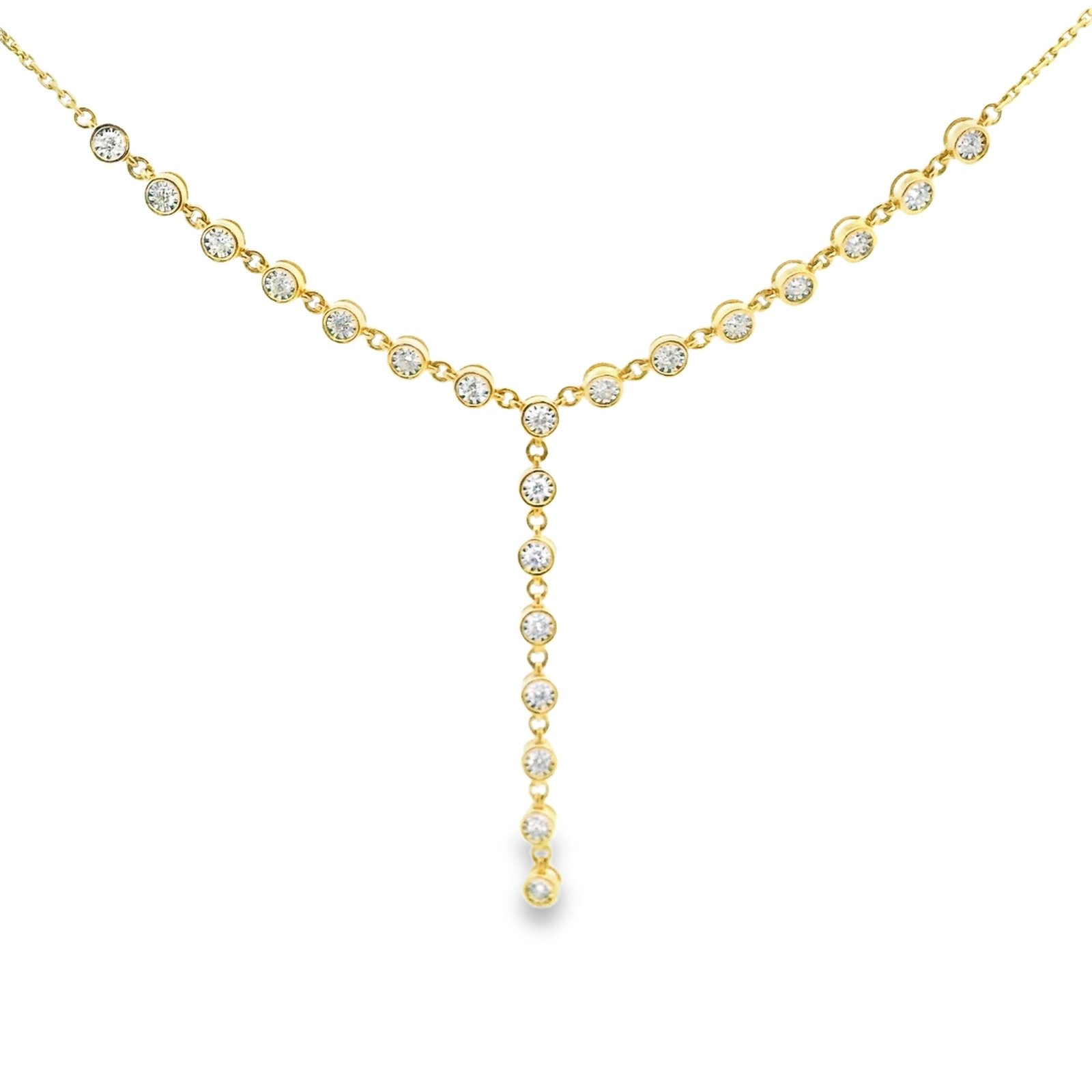Golden Cascade Diamond Drop Necklace