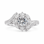 Radiant Halo Cluster Diamond Engagement Ring in White Gold