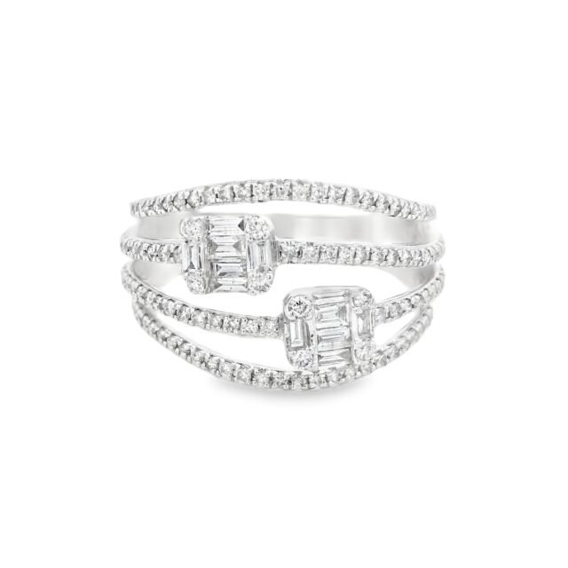 Radiant Allure Multi-Band Diamond Ring in White Gold