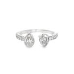 Twin Teardrop Elegance Diamond Bypass Ring