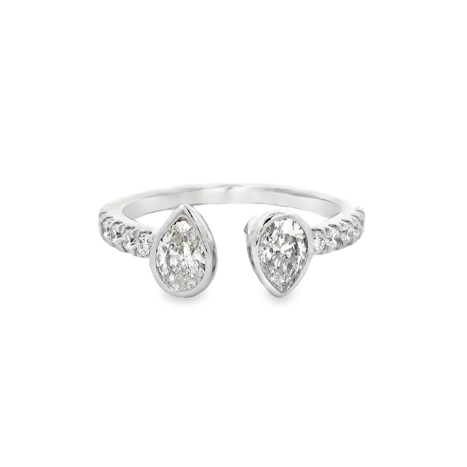 Twin Teardrop Elegance Diamond Bypass Ring