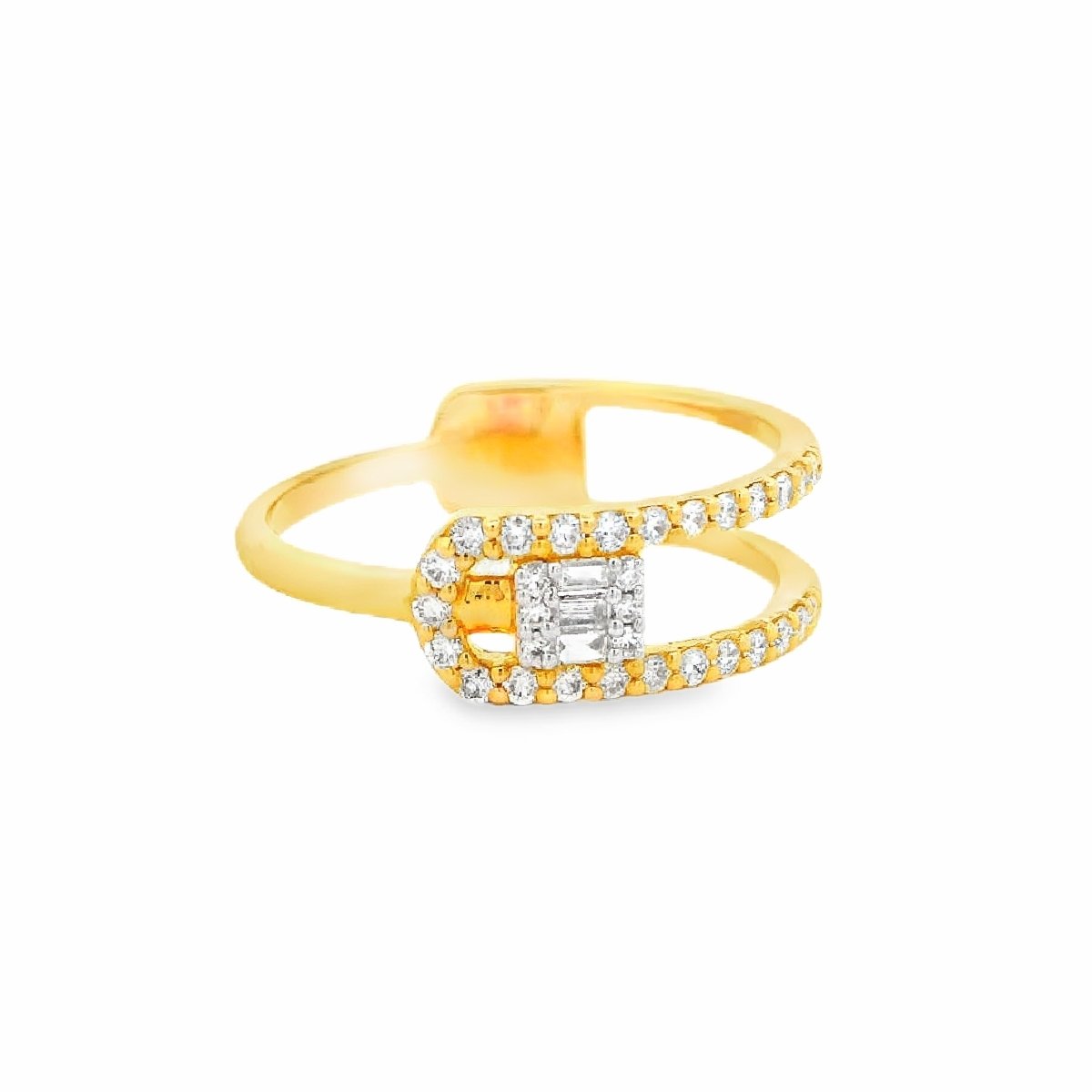 Radiant Link Diamond Baguette Accent Open Ring