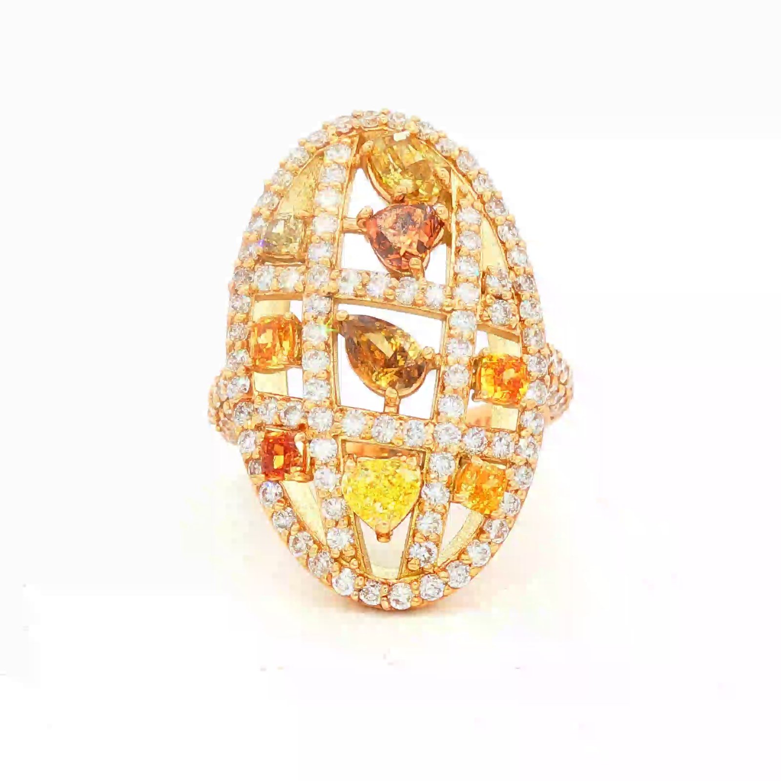 Radiant Sunrise & Yellow Diamond Cocktail Ring in Yellow Gold