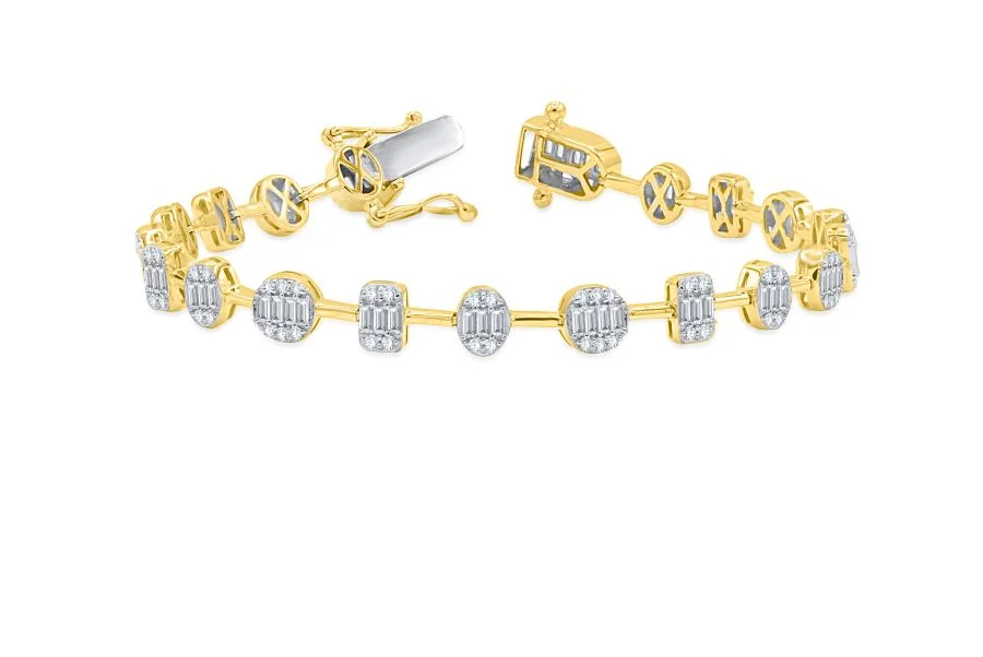 Radiant Baguette Diamond Bracelet in 14K Yellow Gold