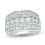 Bold Gents’ Diamond Statement Ring in White Gold