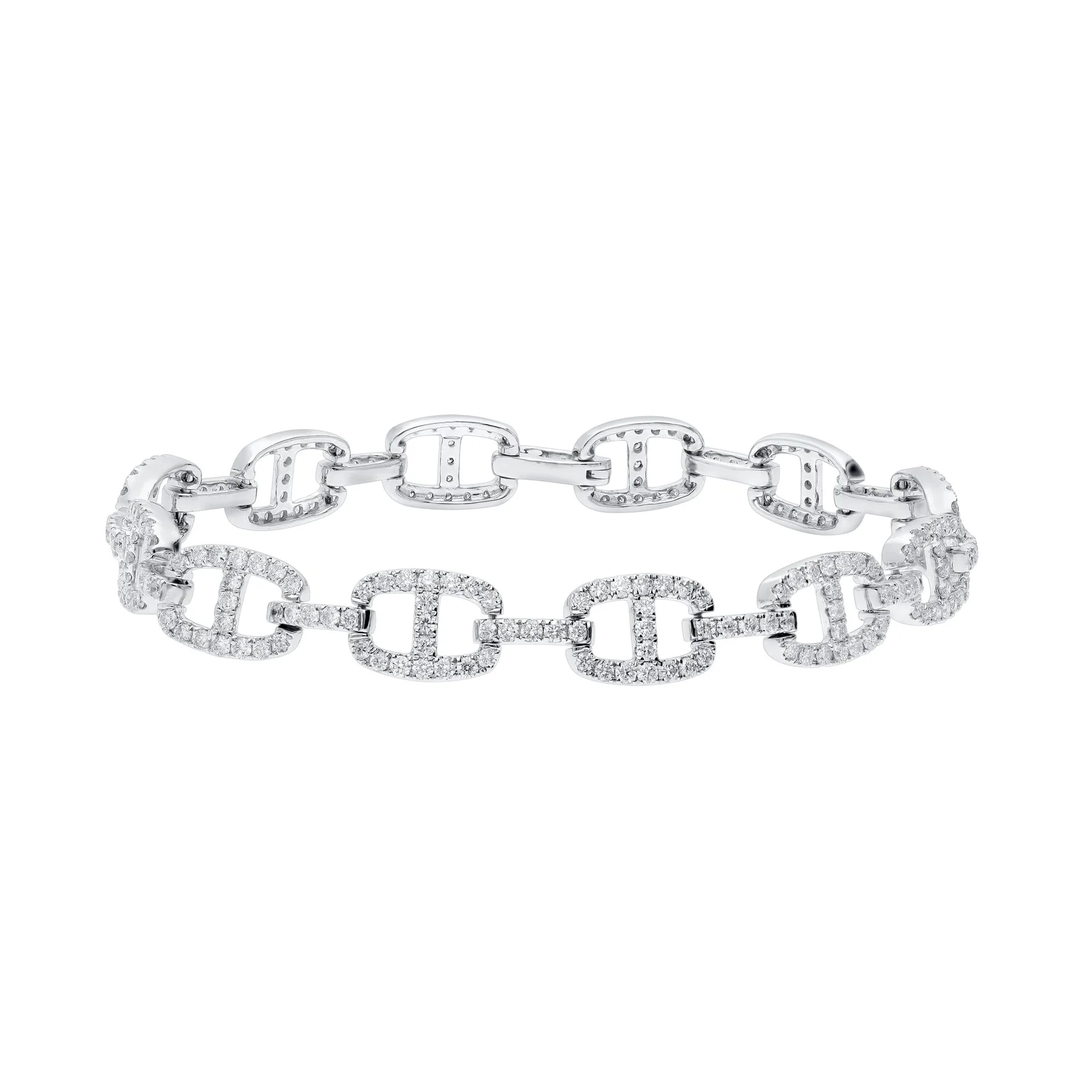 Elegant Diamond Link Bracelet in White Gold