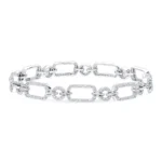 Diamond Link Chain Bracelet in White Gold