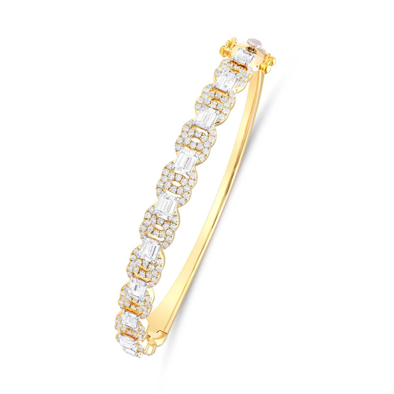 Baguette & Round Diamond Bangle