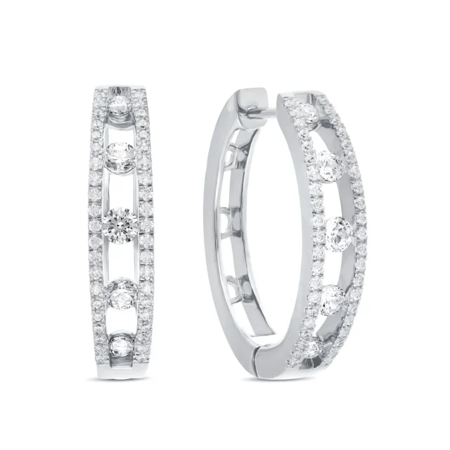 Diamond Hoop Earrings in 14K White Gold