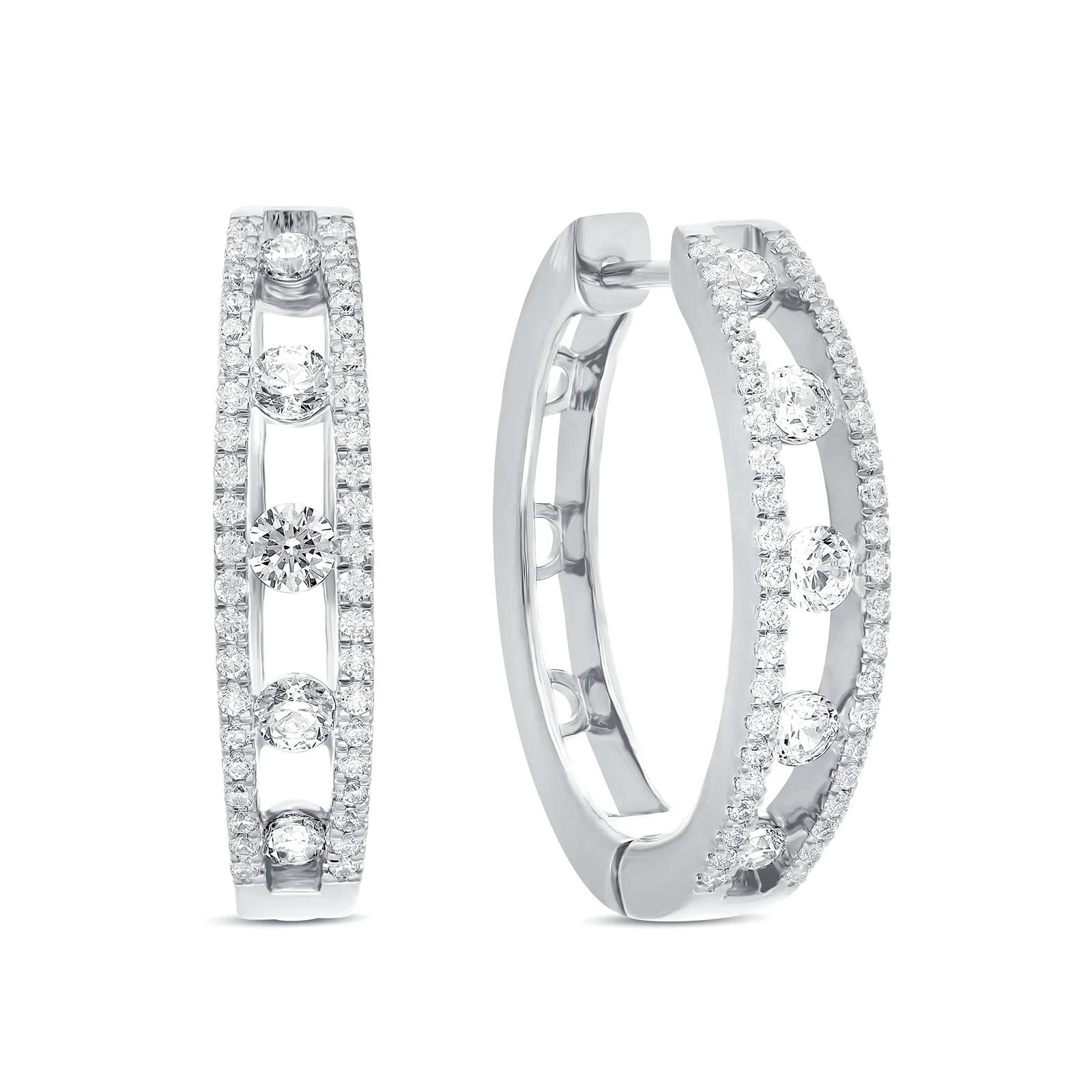 Diamond Hoop Earrings in 14K White Gold