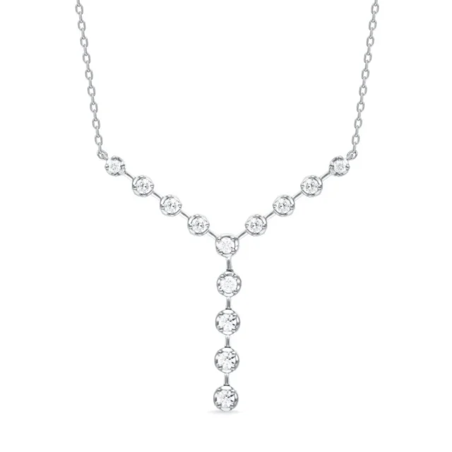 Diamond Y-Shaped Drop Pendant Necklace