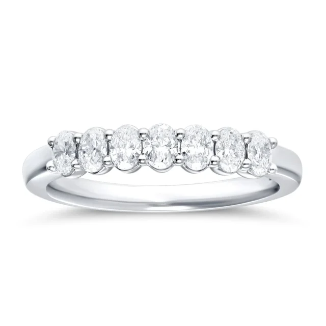 Elegant Oval-Cut Diamond Band in White Gold