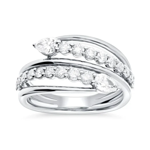 Pear-Shaped Diamond Bypass Ring
