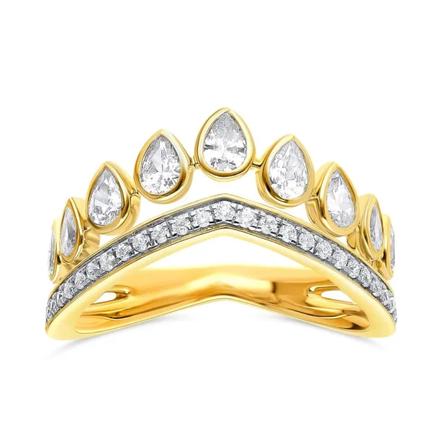 Royal Teardrop Diamond Crown Ring