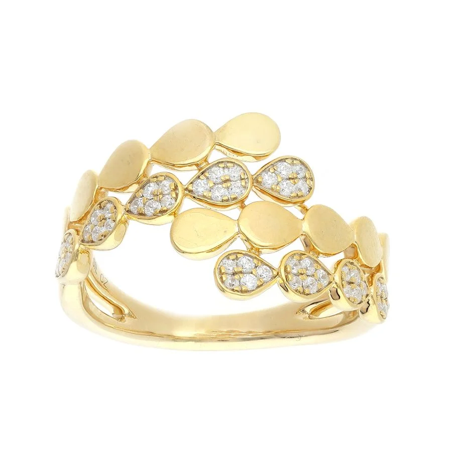 Gold Diamond Leaf Cluster Ring
