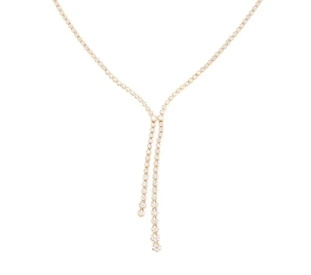 Elegant 14K Yellow Gold Diamond Y-Necklace