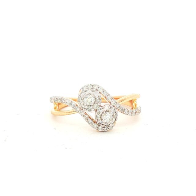 Radiant Twin Halo Diamond Ring in Gold