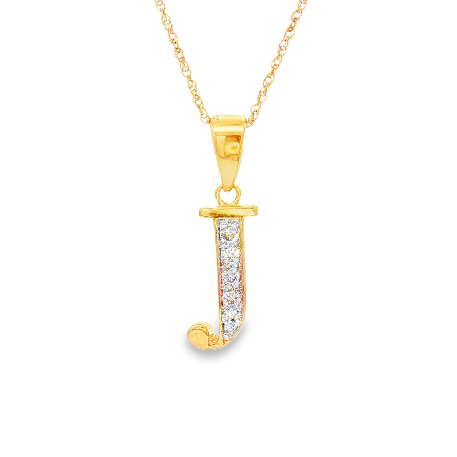 Diamond Initial "J" Pendant in Yellow Gold
