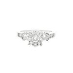 Radiant Blossom Diamond Cluster Engagement Ring in White Gold