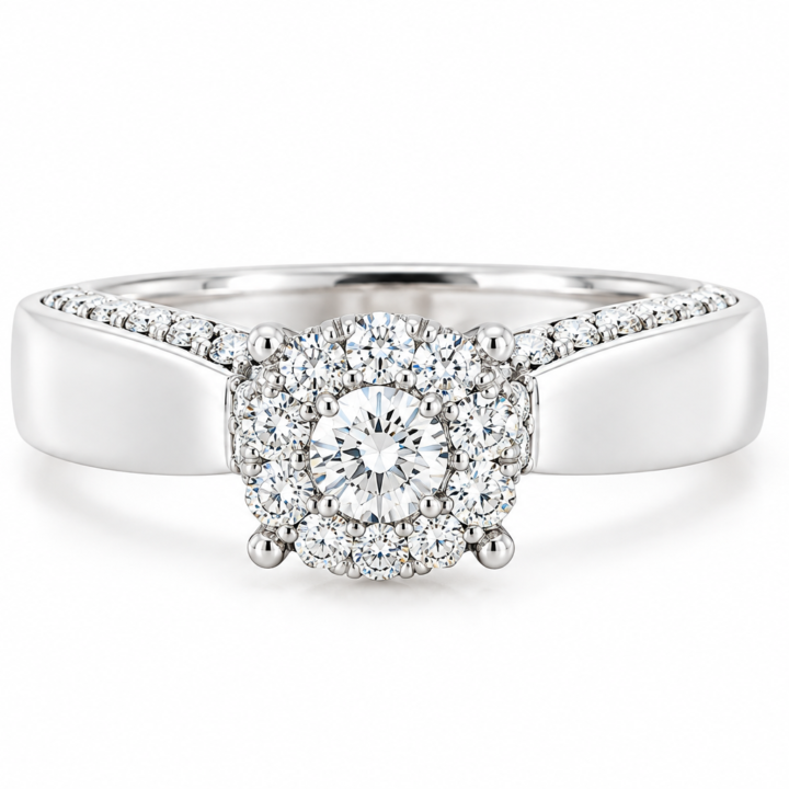 Diamond Solitaire Engagement Ring with Accented Shoulders