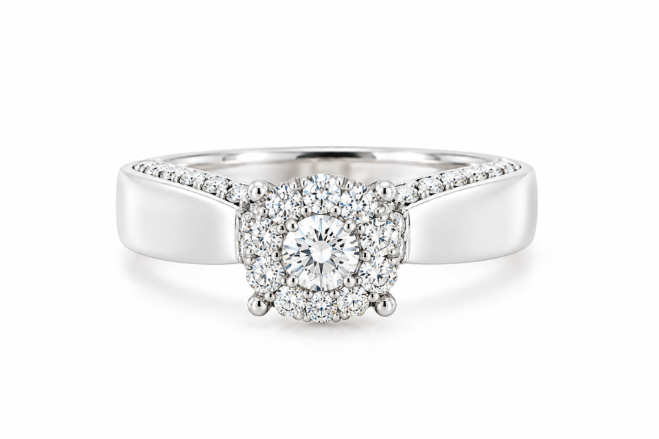 Diamond Solitaire Engagement Ring with Accented Shoulders