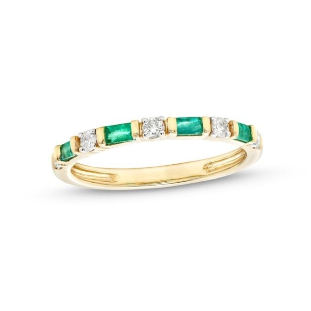 Gemstone & Diamond Alternating Band Ring