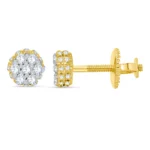 Diamond Cluster Stud Earrings in Yellow Gold