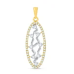 Oval Diamond Cluster Filigree Pendant in Yellow Gold