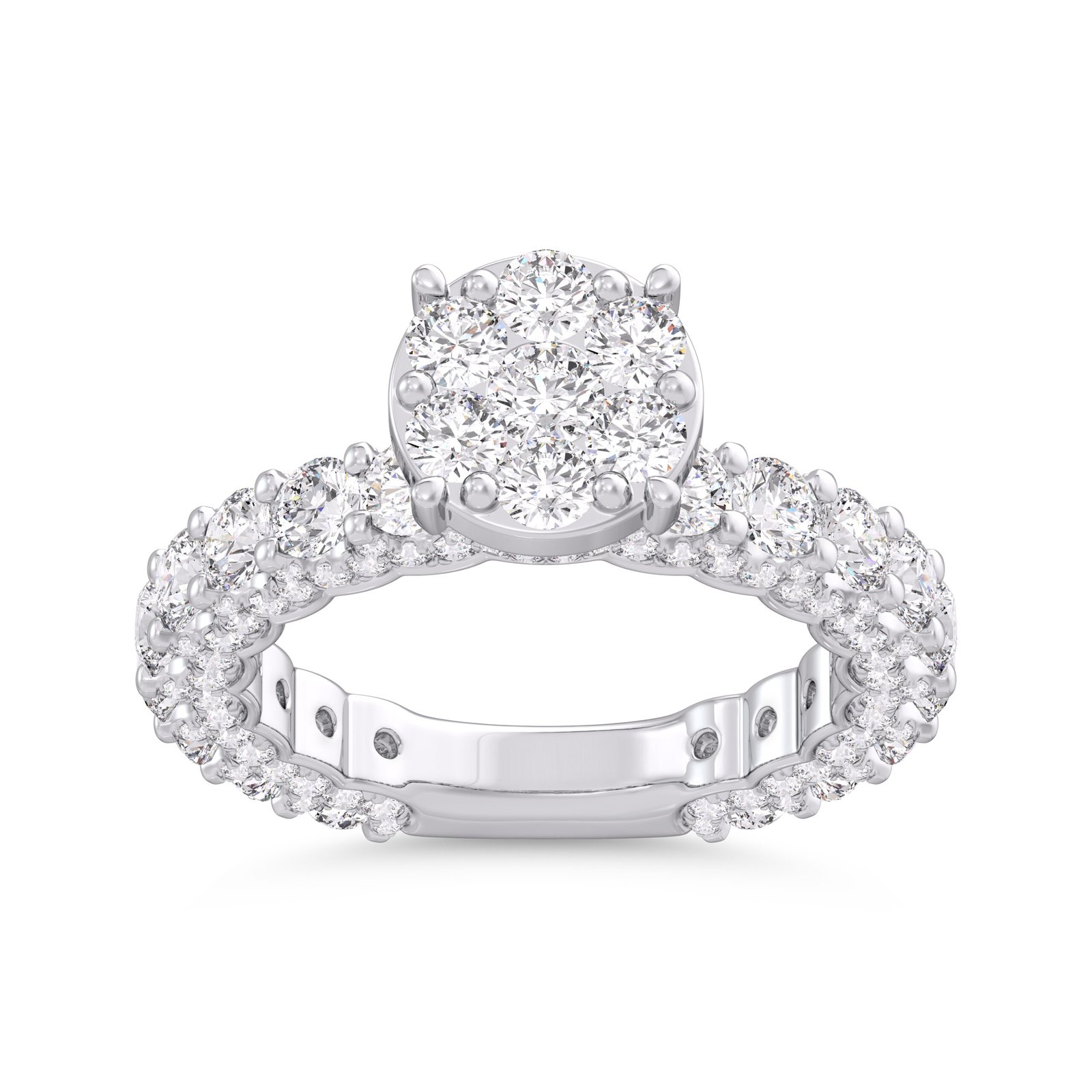 Round Cluster Diamond Engagement Ring
