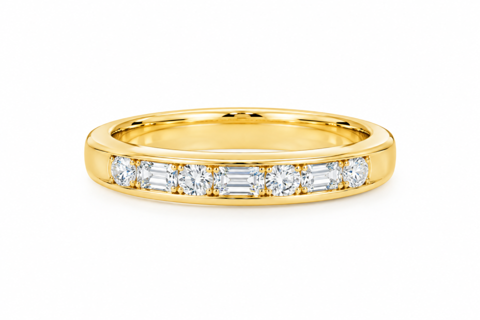 Diamond Channel-Set Band in Yellow Gold