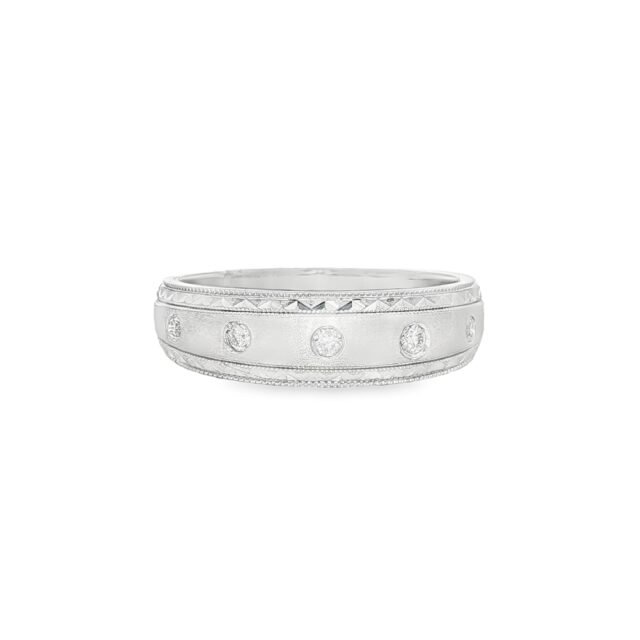 Men’s Diamond Bezel-Set Engagement Band in White Gold