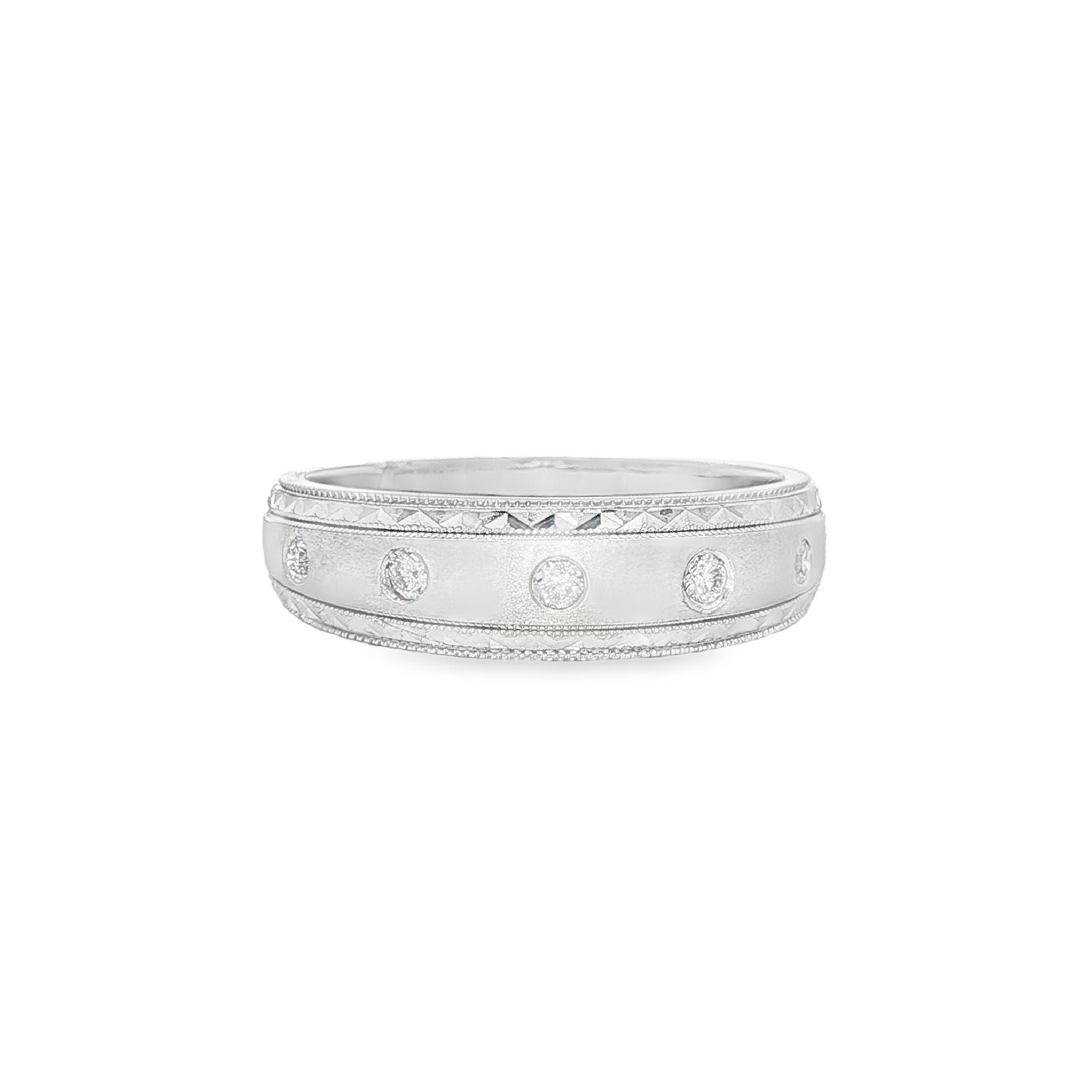 Men’s Diamond Bezel-Set Engagement Band in White Gold