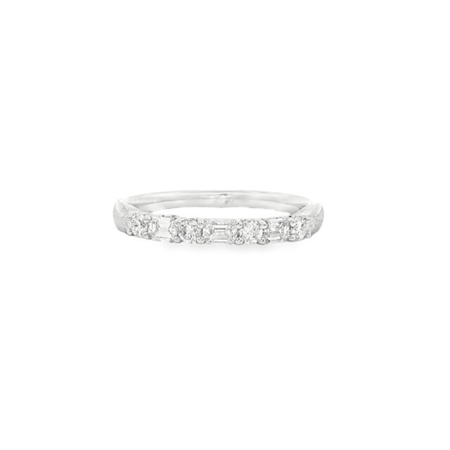 White Gold Diamond Baguette & Round Cut Band