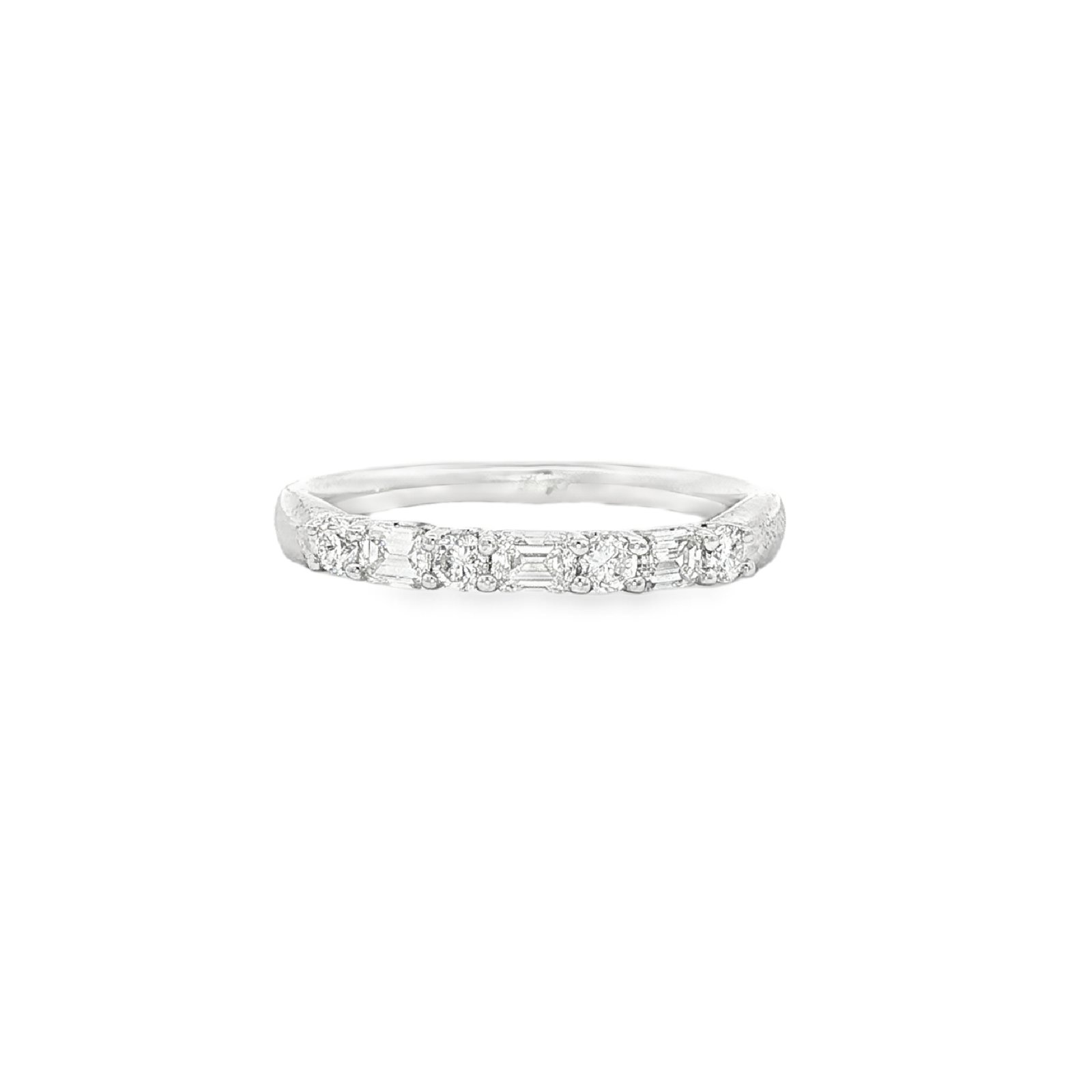 White Gold Diamond Baguette & Round Cut Band
