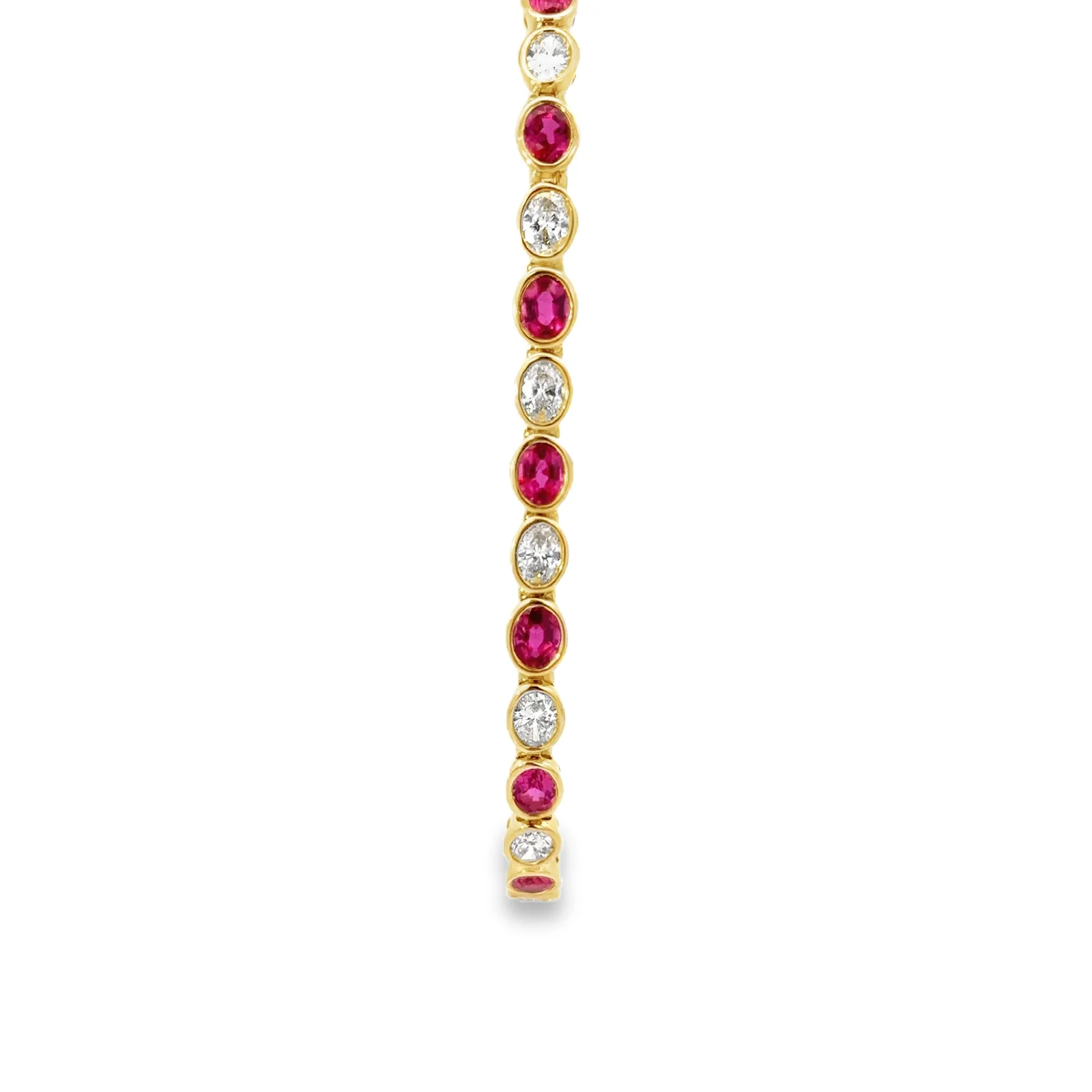 Gemstone & Diamond Alternating Tennis Bracelet in White Gold
