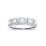 Emerald-Cut Diamond Halo Five-Stone Anniversary Band