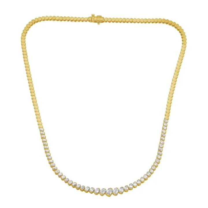Graduated Diamond Half-Tennis Necklace in 14K Yellow Gold