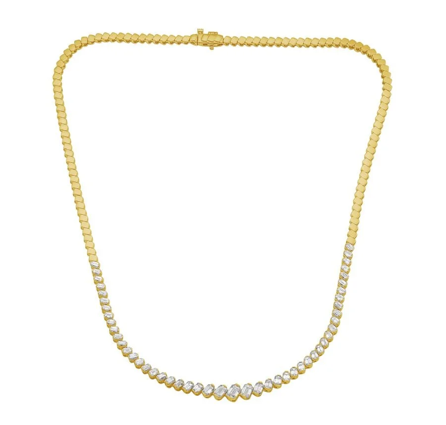 Graduated Diamond Half-Tennis Necklace in 14K Yellow Gold