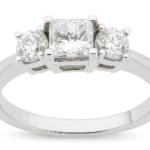 Princess Cut and Round Brilliant Three-Stone Diamond Engagement Ring