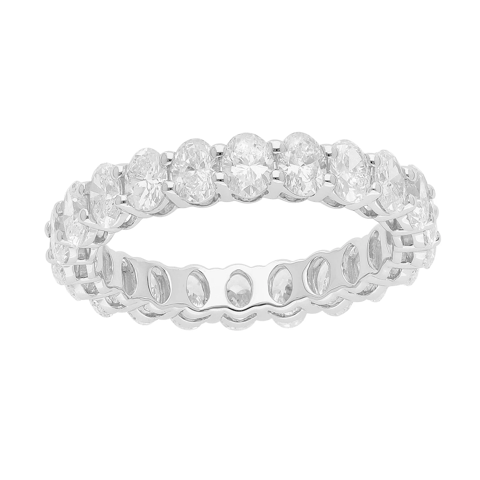 Oval Diamond U-Prong Eternity Band in 14K White Gold