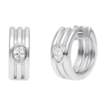 Oval Diamond Bezel-Set Huggie Hoop Earrings