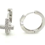 Diamond Cross Huggie Hoop Earrings