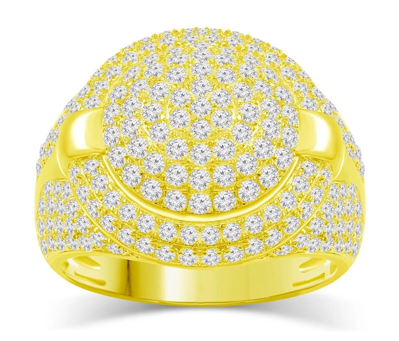 Men’s Bold Diamond Dome Ring in 14K Yellow Gold