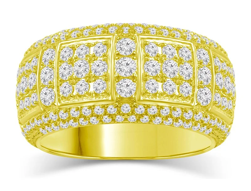 Men’s Triple-Panel Diamond Statement Ring in 14K Yellow Gold