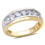 Men’s Channel-Set Diamond Ring in 14K Yellow and White Gold