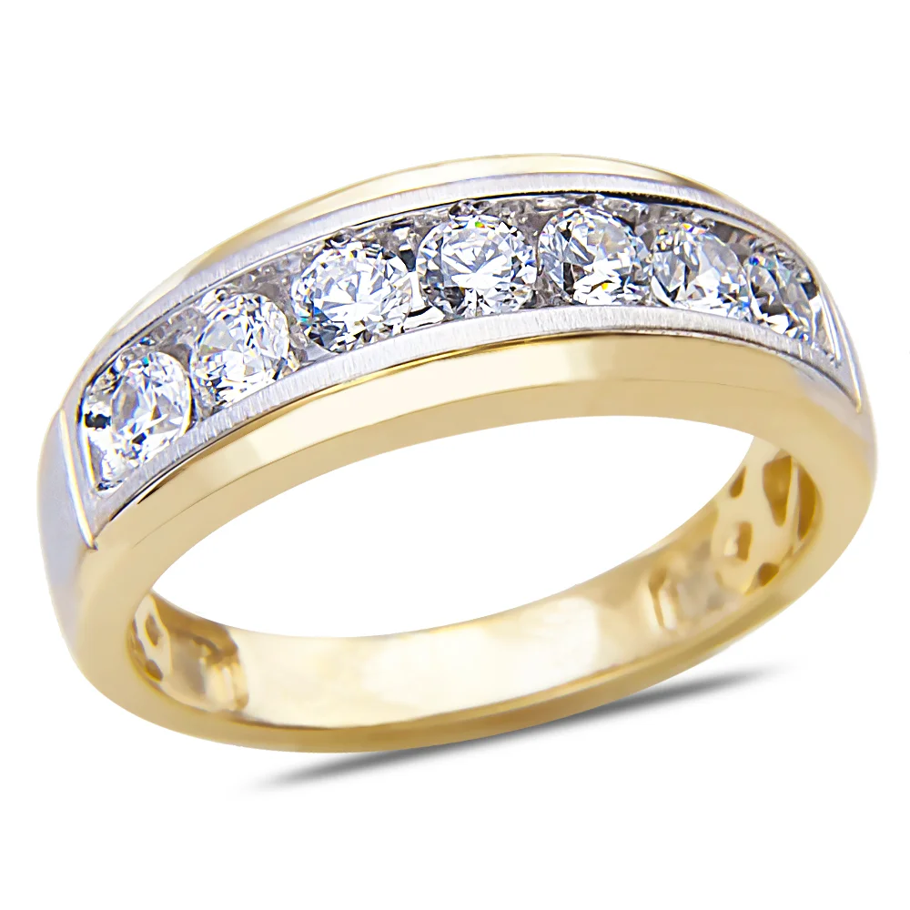 Men’s Channel-Set Diamond Ring in 14K Yellow and White Gold