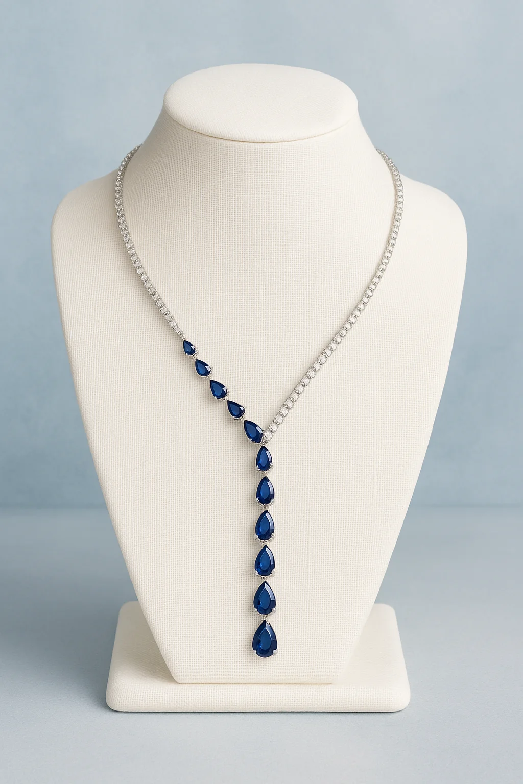 Sapphire and Diamond Drop Y-Necklace